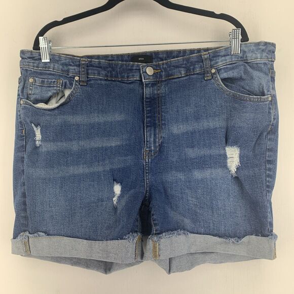 Ellos Women 20 Cutoff Jean Shorts Boho Vacation  Distressed Stretch Beach Summer - Picture 1 of 7